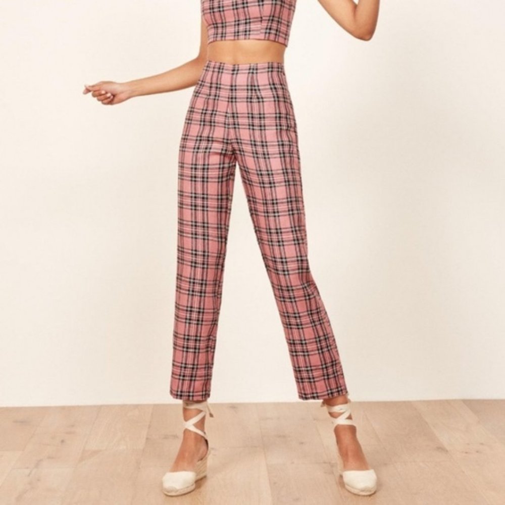 Reformation Noble Pant Bel Air/Pink Plaid Size 2